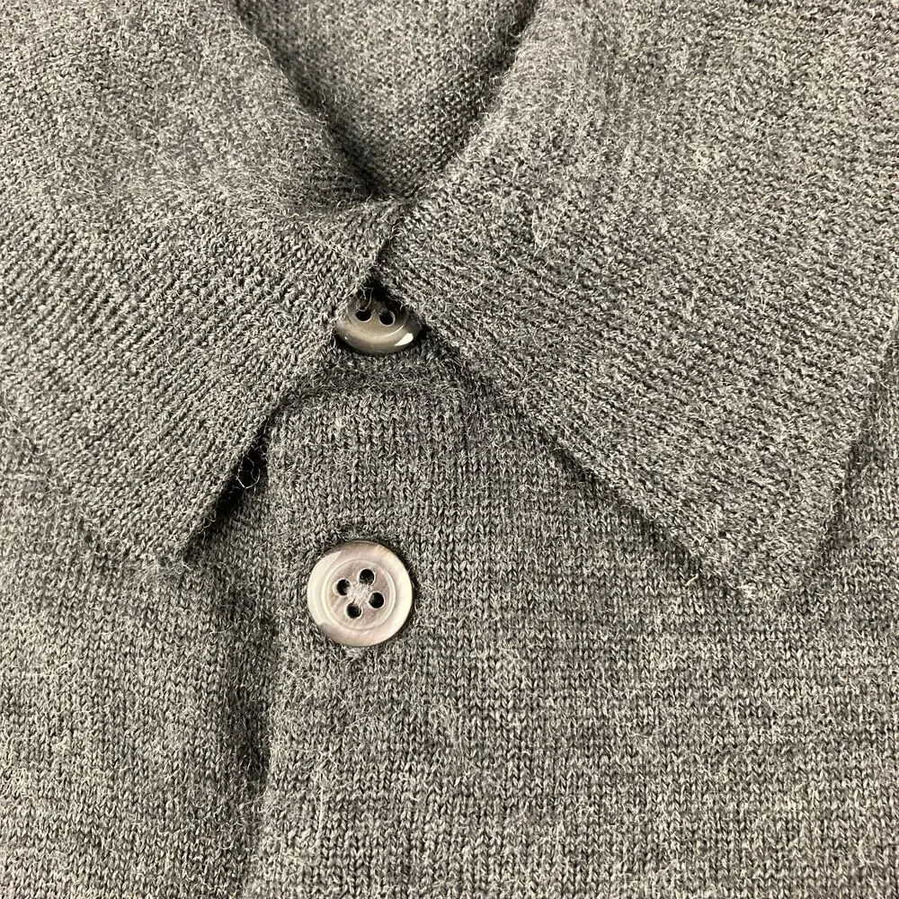 Eddie Bauer Sweater Mens L Gray 100% Merino Wool Made Australia Collared Polo